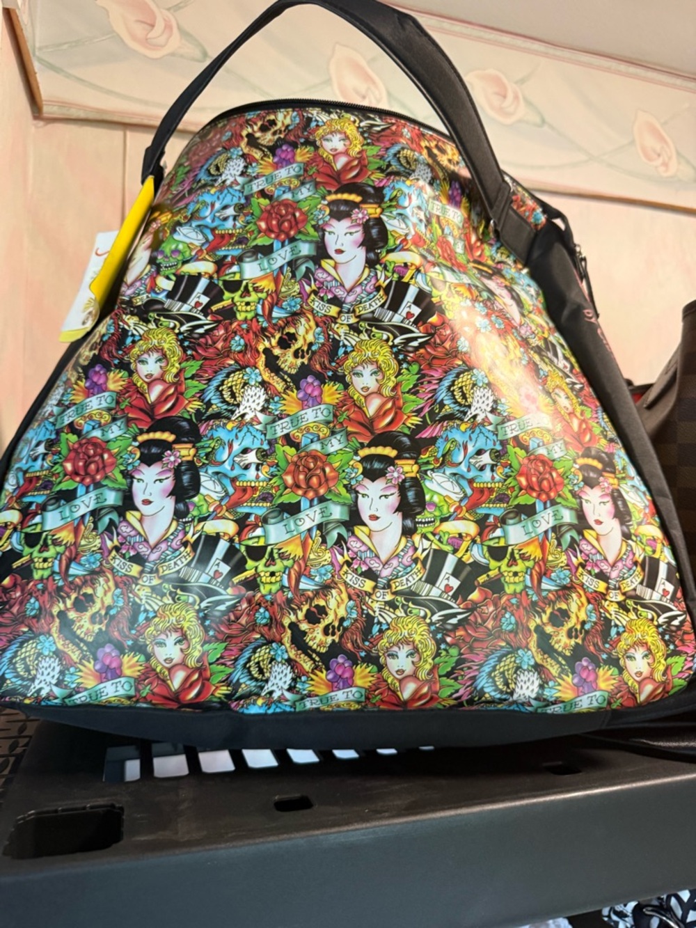 Ed Hardy Multicolor Tattoo Print Dome Tote